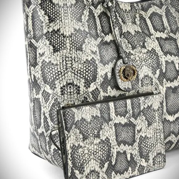 KURT GEIGER Chelsea Genuine Open White Color Leather Shopper Bag with Pouch - Picture 4 of 9